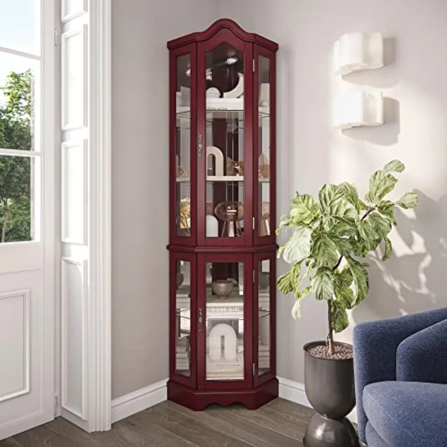 Storage & Organization - Lighted Corner Display Curved Top Curio