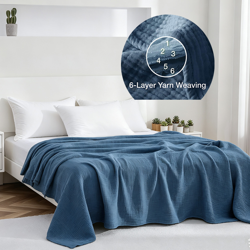 6 Layers Cotton Muslin Blanket - Muslin Cotton Bedspread ulasan dan harga