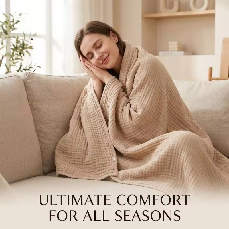 6 Layers Cotton Muslin Blanket - Muslin Cotton Bedspread ulasan dan harga