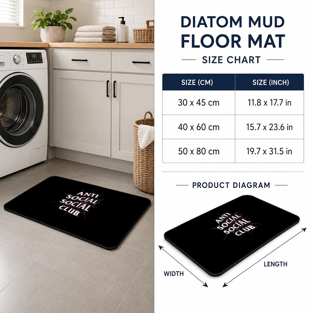 Fashion A ANTI SOCIAL SOCIAL C - Quick Dry Diatomite Bath Mat ulasan dan harga