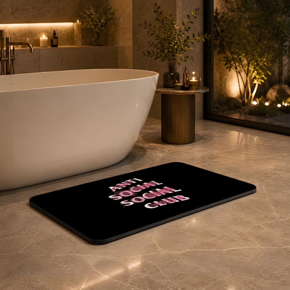 Fashion A ANTI SOCIAL SOCIAL C - Quick Dry Diatomite Bath Mat ulasan dan harga