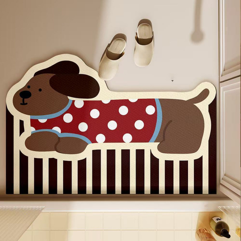Cute Dachshund Dog Bath Mat Ab - Quick Dry Diatomite Bath Mat ulasan dan harga