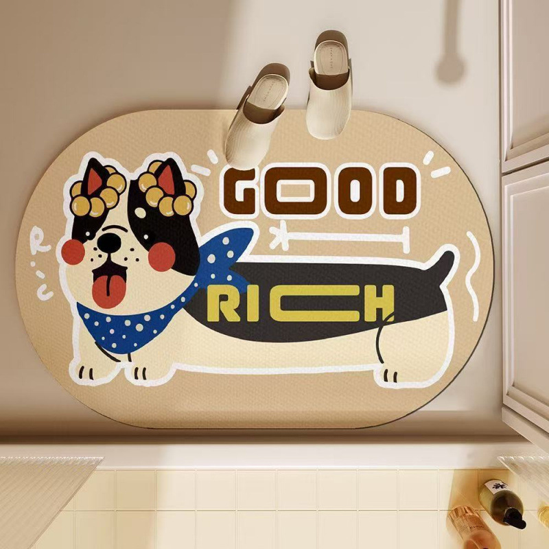Cute Dachshund Dog Bath Mat Ab - Quick Dry Diatomite Bath Mat ulasan dan harga