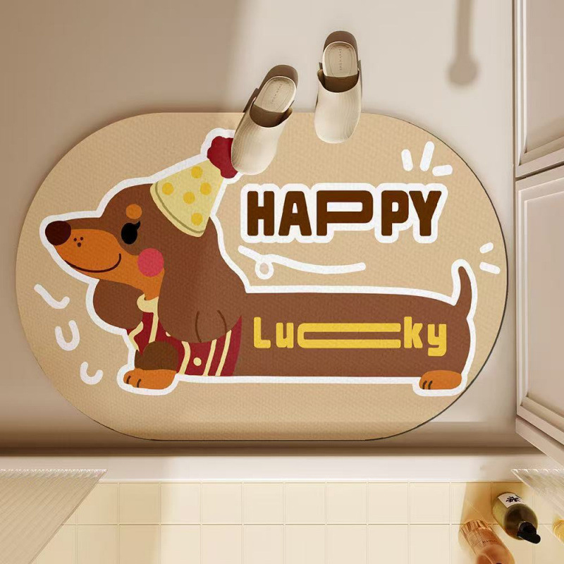 Cute Dachshund Dog Bath Mat Ab - Quick Dry Diatomite Bath Mat ulasan dan harga